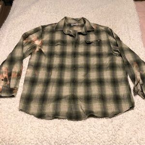 Carhartt Plaid Mens XL Button Up Long Sleeve Shirt Heavy Cotton Bleach Stains